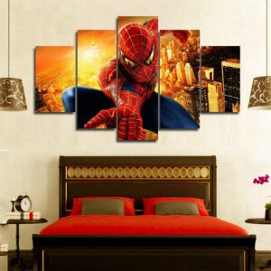 Piderman Web Action - Movie 5 Panel Canvas Art Wall Decor