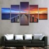 Pier At Sunset - Nature 5 Panel Canvas Art Wall Decor