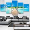 Pier To Paradise Seascape - Nature 5 Panel Canvas Art Wall Decor