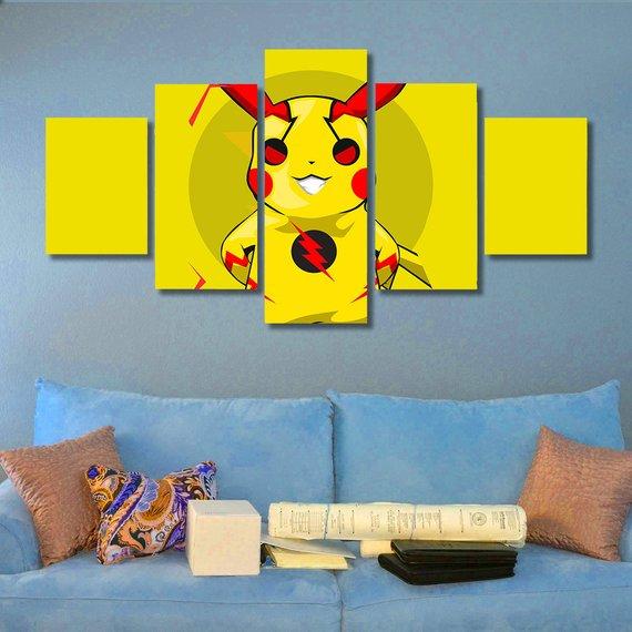 Pikachu 01 - Gaming 5 Panel Canvas Art Wall Decor Pikachu 01 - Gaming 5 Panel Canvas Art Wall Decor