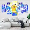 Pikachu Pokemon 1 - Anime 5 Panel Canvas Art Wall Decor