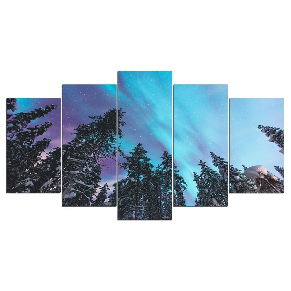 Pine Forest Sky Scenery - Nature 5 Panel Canvas Art Wall Decor Pine Forest Sky Scenery - Nature 5 Panel Canvas Art Wall Decor