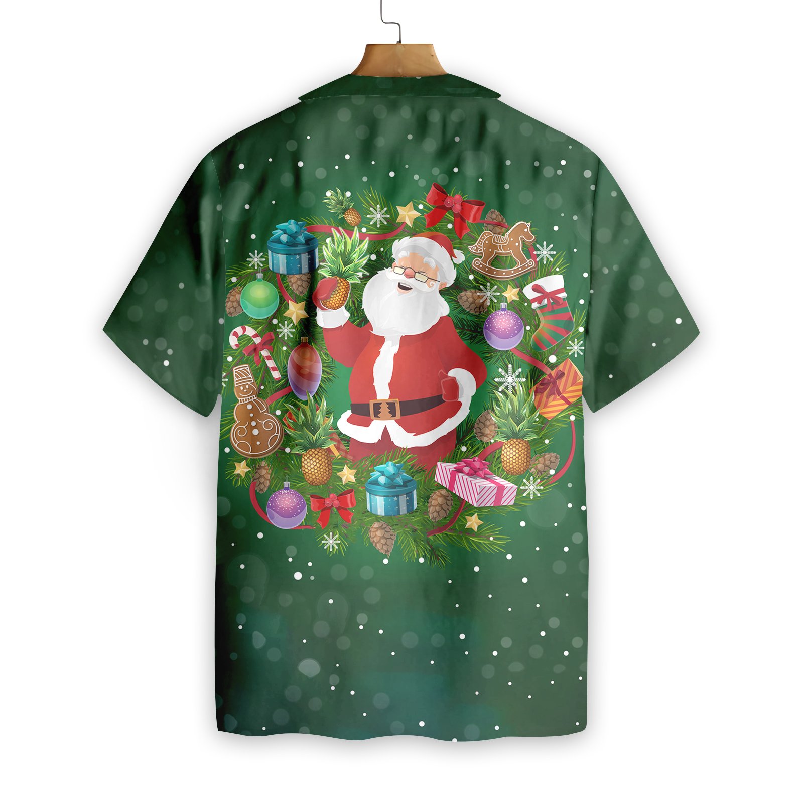 Pineapple Santa Wreath Hawaiian Shirt Pineapple Santa Wreath Hawaiian Shirt
