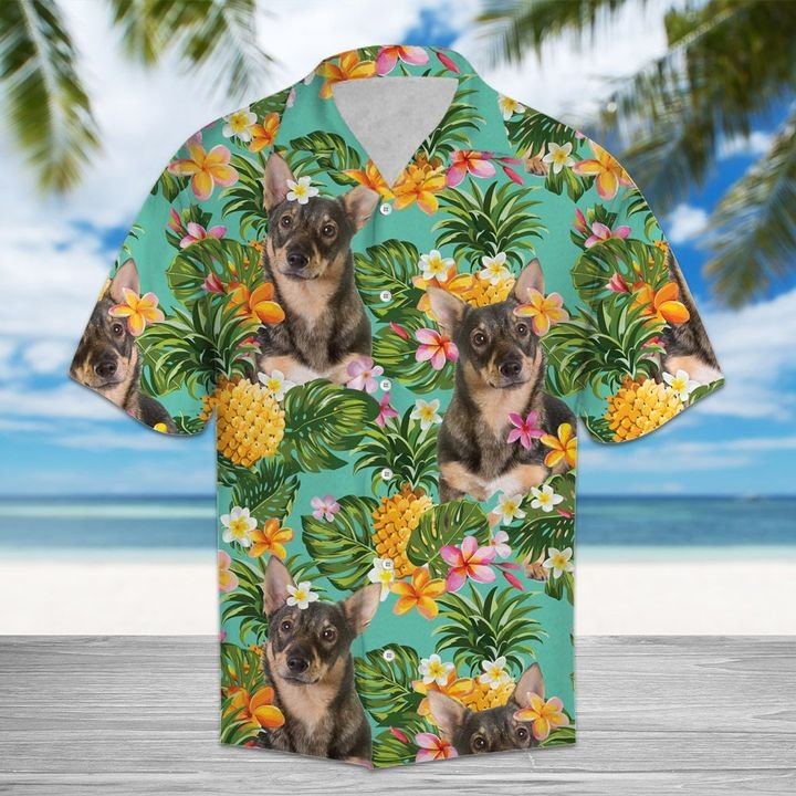 Pineapple Swedish Vallhund Hawaiian Shirt Summer Button Up Pineapple Swedish Vallhund Hawaiian Shirt Summer Button Up