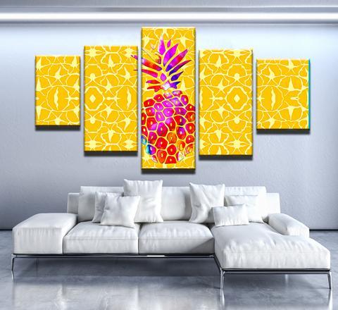 Pineapple - Abstract Nature 5 Panel Canvas Art Wall Decor Pineapple - Abstract Nature 5 Panel Canvas Art Wall Decor