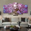 Pink Blossom - Nature 5 Panel Canvas Art Wall Decor
