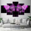 Pink Butterfly - Automative 5 Panel Canvas Art Wall Decor