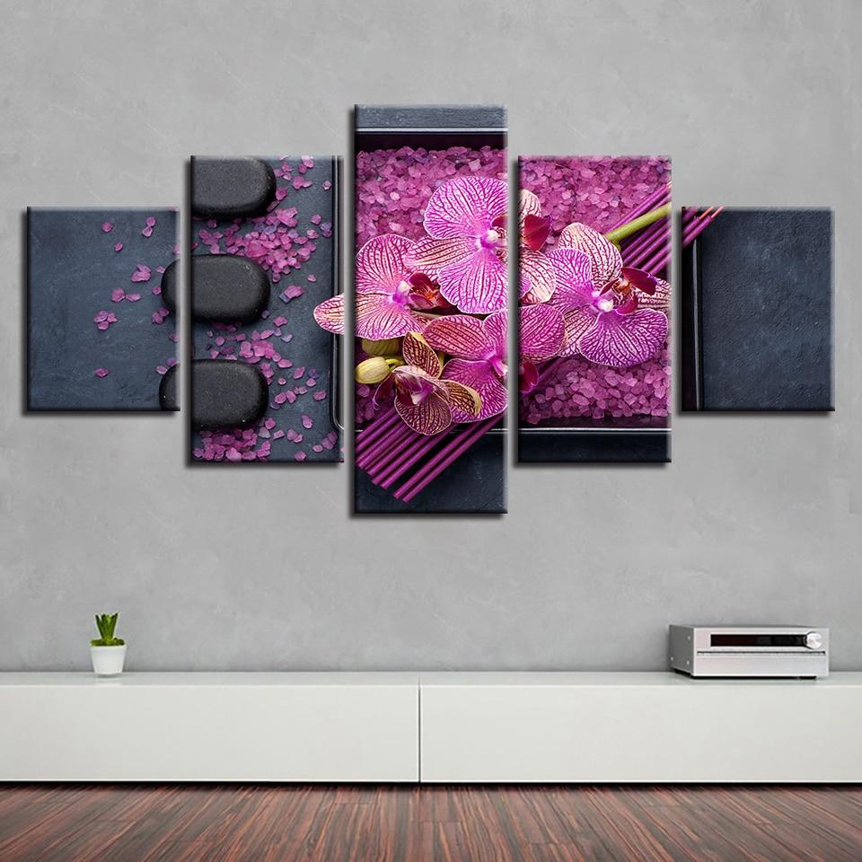 Pink Flower Stone 1 - Nature 5 Panel Canvas Art Wall Decor Pink Flower Stone 1 - Nature 5 Panel Canvas Art Wall Decor