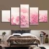 Pink Flowers 10 - Nature 5 Panel Canvas Art Wall Decor