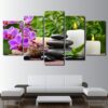 Pink Orchid Spa Zen - Nature 5 Panel Canvas Art Wall Decor