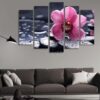 Pink Orchid - Nature 5 Panel Canvas Art Wall Decor