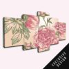 Pink Peony - Abstract 5 Panel Canvas Art Wall Decor