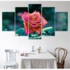 Pink Rose - Nature 5 Panel Canvas Art Wall Decor