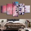 Pink Starry Sky - Aircraft 5 Panel Canvas Art Wall Decor