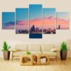 Pinkish Skyline - Nature 5 Panel Canvas Art Wall Decor