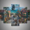 Pirates Of The Caribbean 1 - Movie 5 Panel Canvas Art Wall Decor