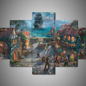 Pirates Of The Caribbean 1 - Movie 5 Panel Canvas Art Wall Decor