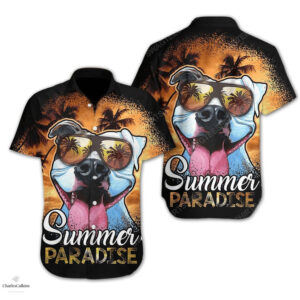 Pitbull Dog Summer Paradise Dog Lover Hawaiian Shirt