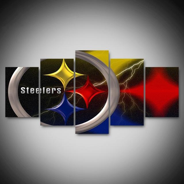 Pittsburgh Steelers - Abstract 5 Panel Canvas Art Wall Decor Pittsburgh Steelers - Abstract 5 Panel Canvas Art Wall Decor