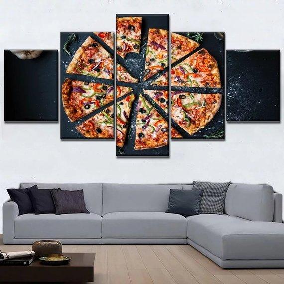 Pizza 1 - Kitchen 5 Panel Canvas Art Wall Decor Pizza 1 - Kitchen 5 Panel Canvas Art Wall Decor