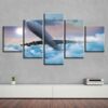 Plane That Penetrates The Clouds - Aircraft 5 Panel Canvas Art Wall Decor