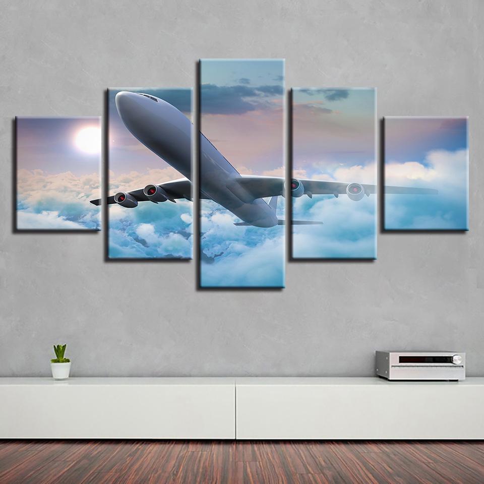 Plane That Penetrates The Clouds - Aircraft 5 Panel Canvas Art Wall Decor Plane That Penetrates The Clouds - Aircraft 5 Panel Canvas Art Wall Decor