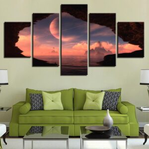 Planet And Sunshine - Nature 5 Panel Canvas Art Wall Decor