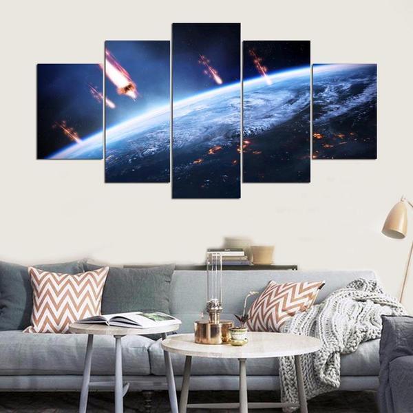 Planet Comets Galaxy - Space 5 Panel Canvas Art Wall Decor Planet Comets Galaxy - Space 5 Panel Canvas Art Wall Decor