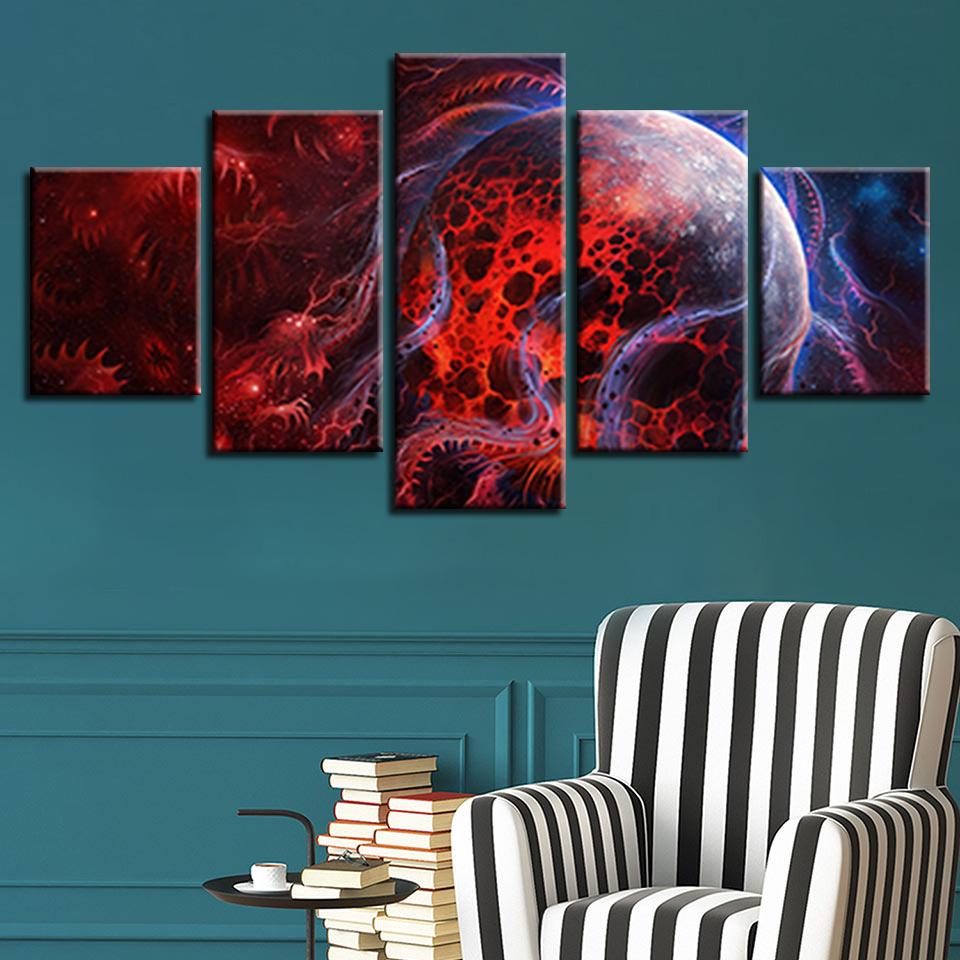 Planet Earth 02 - Space 5 Panel Canvas Art Wall Decor Planet Earth 02 - Space 5 Panel Canvas Art Wall Decor