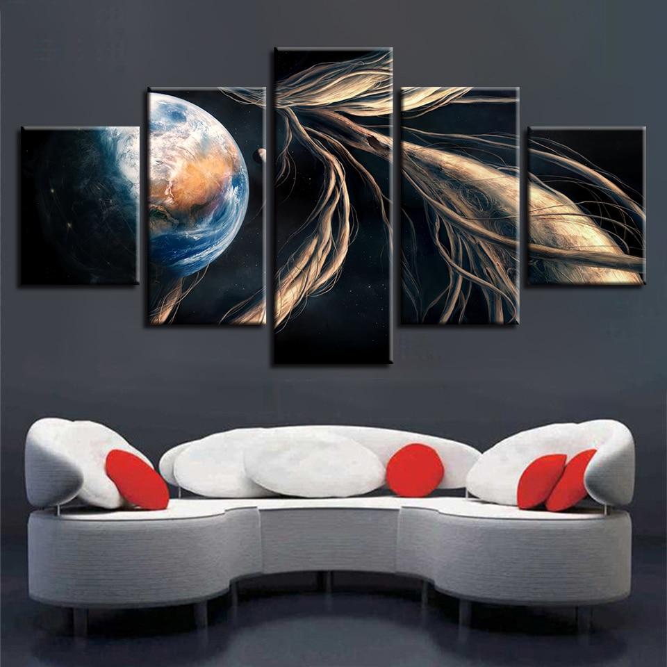 Planet Earth 1 - Space 5 Panel Canvas Art Wall Decor Planet Earth 1 - Space 5 Panel Canvas Art Wall Decor