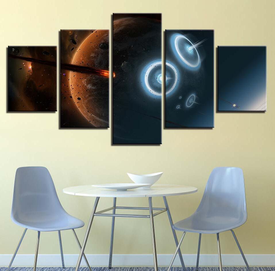 Planet Earth 10 - Space 5 Panel Canvas Art Wall Decor Planet Earth 10 - Space 5 Panel Canvas Art Wall Decor