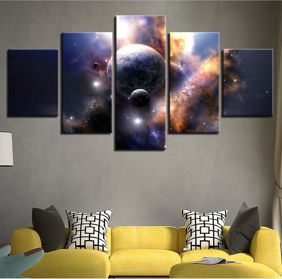 Planet Earth 11 - Space 5 Panel Canvas Art Wall Decor Planet Earth 11 - Space 5 Panel Canvas Art Wall Decor