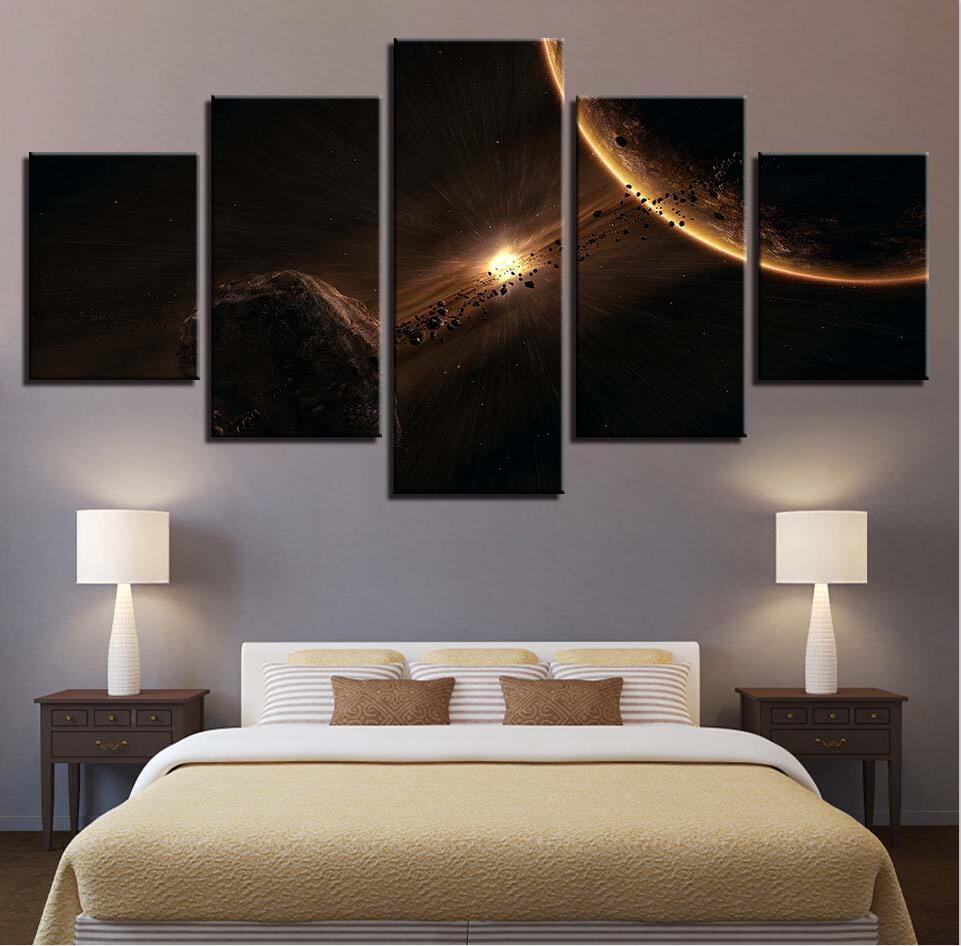 Planet Earth 12 - Space 5 Panel Canvas Art Wall Decor Planet Earth 12 - Space 5 Panel Canvas Art Wall Decor