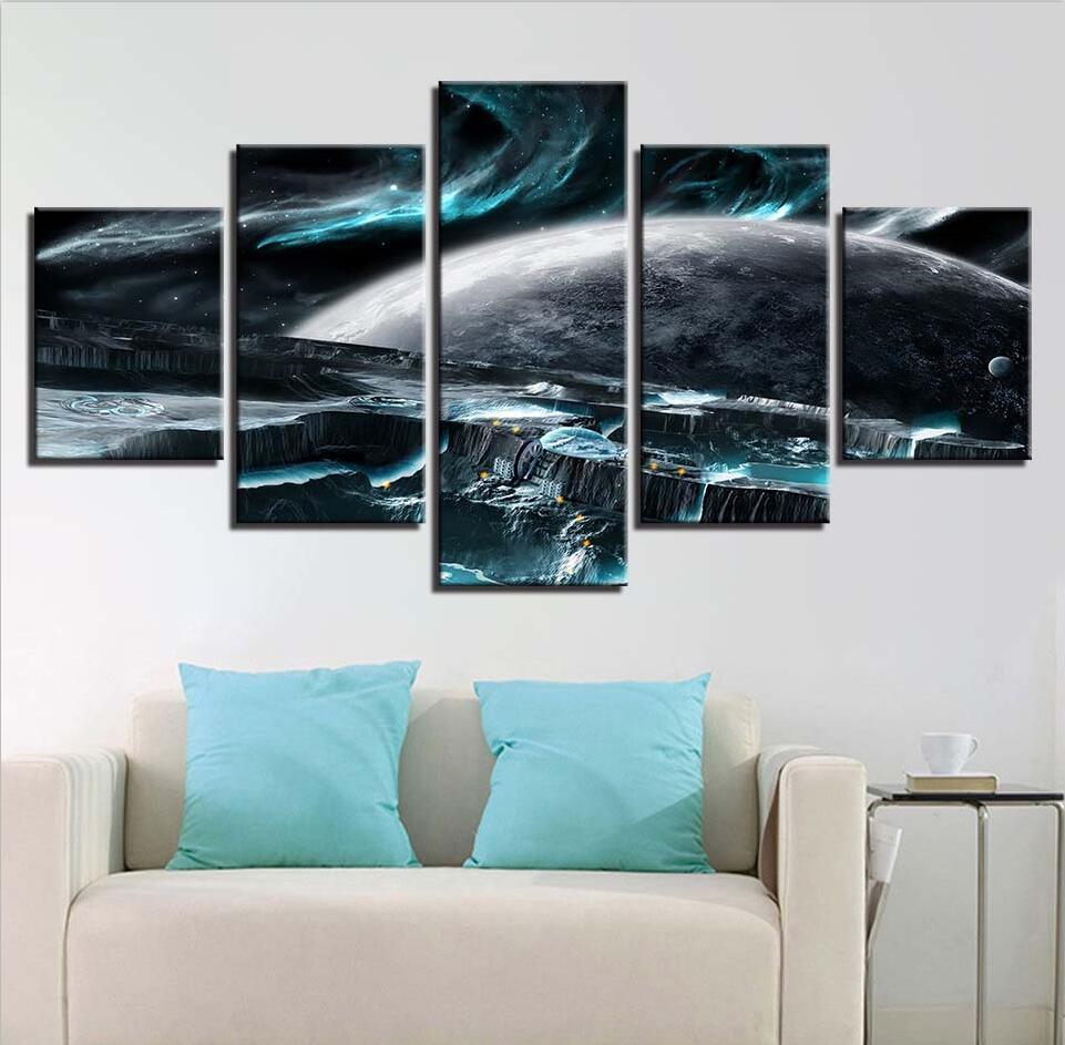 Planet Earth 7 - Space 5 Panel Canvas Art Wall Decor Planet Earth 7 - Space 5 Panel Canvas Art Wall Decor