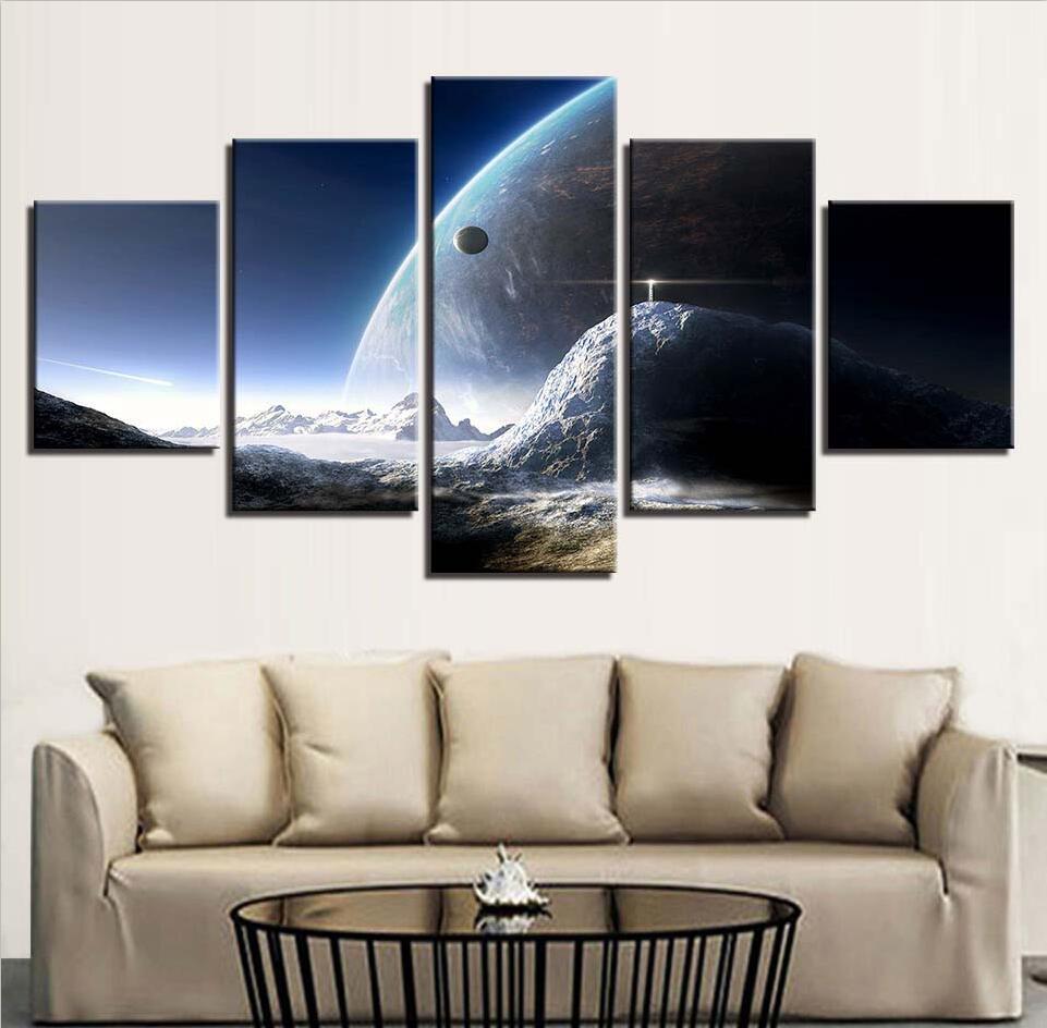 Planet Earth 8 - Space 5 Panel Canvas Art Wall Decor Planet Earth 8 - Space 5 Panel Canvas Art Wall Decor