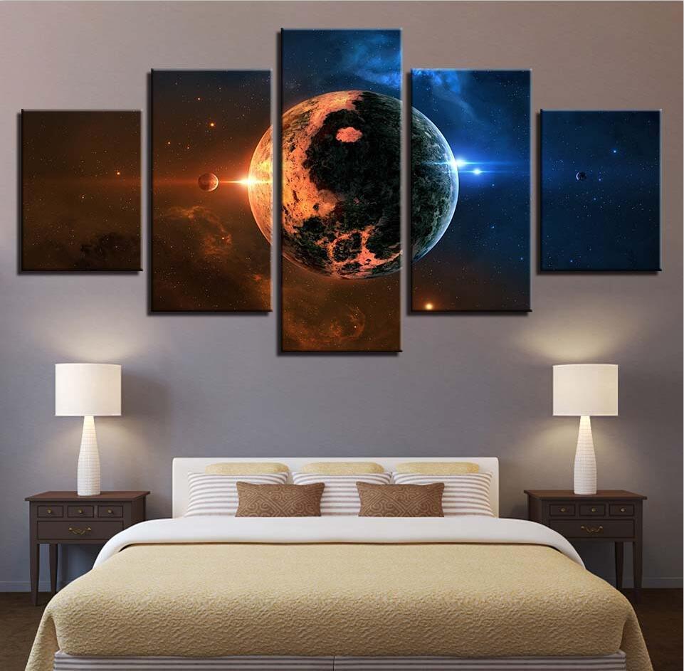 Planet Earth 9 - Space 5 Panel Canvas Art Wall Decor Planet Earth 9 - Space 5 Panel Canvas Art Wall Decor