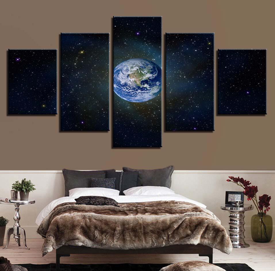 Planet Earth Universe 11 - Space 5 Panel Canvas Art Wall Decor Planet Earth Universe 11 - Space 5 Panel Canvas Art Wall Decor