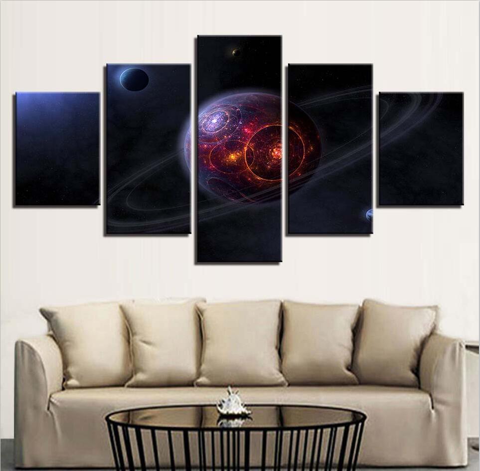 Planet Earth Universe 12 - Space 5 Panel Canvas Art Wall Decor Planet Earth Universe 12 - Space 5 Panel Canvas Art Wall Decor