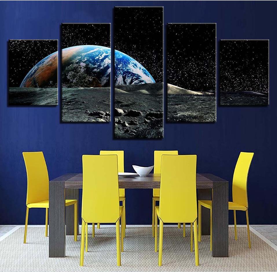 Planet Earth Universe 7 - Space 5 Panel Canvas Art Wall Decor Planet Earth Universe 7 - Space 5 Panel Canvas Art Wall Decor