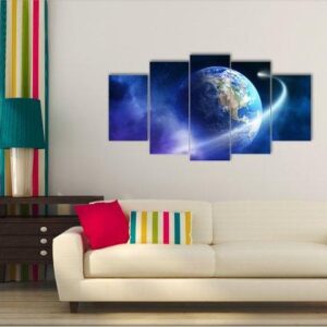 Planet Earth View From Space - Space 5 Panel Canvas Art Wall Decor