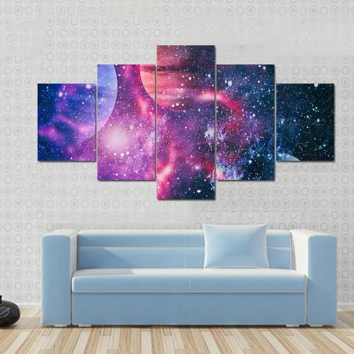 Planet Illustration - Space 5 Panel Canvas Art Wall Decor Planet Illustration - Space 5 Panel Canvas Art Wall Decor