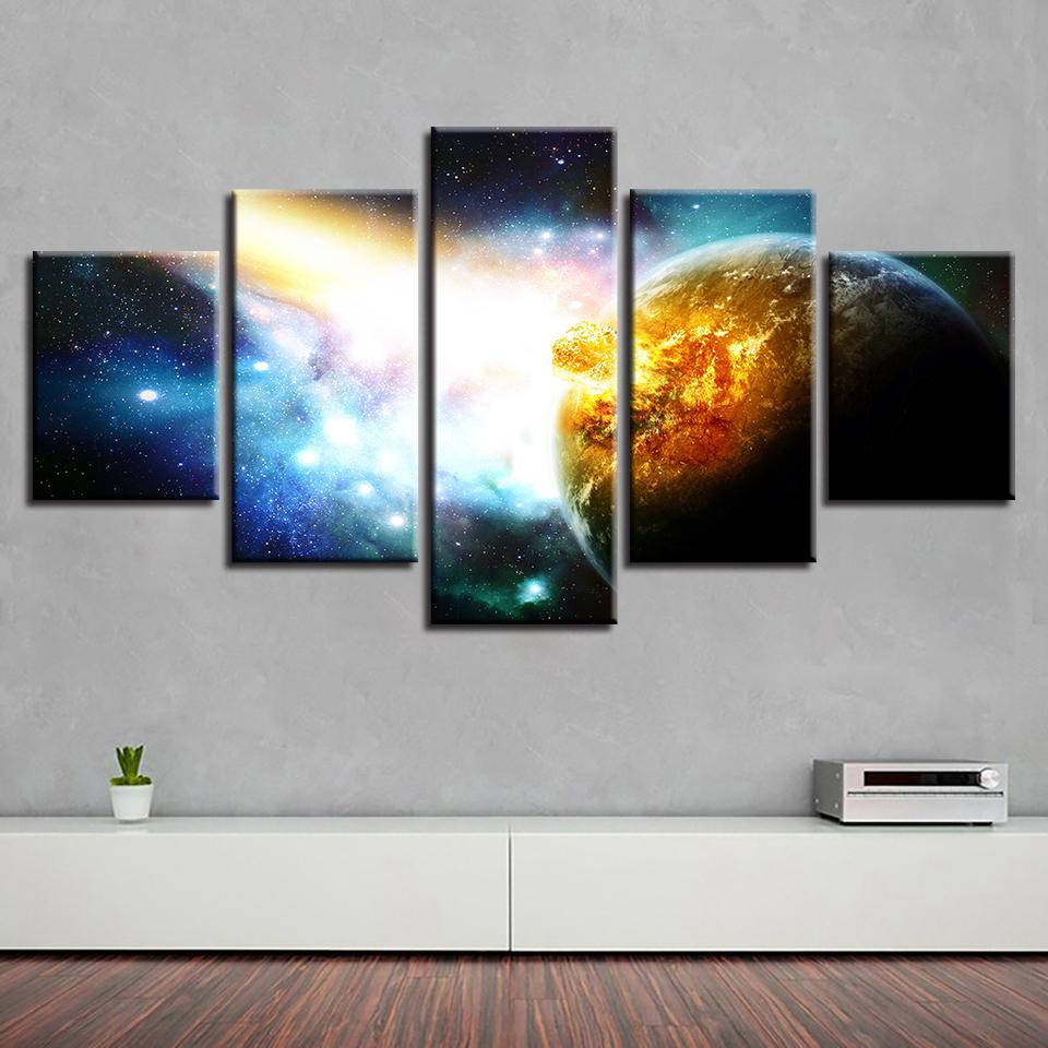 Planet Landscape - Space 5 Panel Canvas Art Wall Decor Planet Landscape - Space 5 Panel Canvas Art Wall Decor