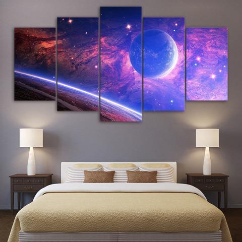 Planet Light Spots Space - Space 5 Panel Canvas Art Wall Decor Planet Light Spots Space - Space 5 Panel Canvas Art Wall Decor