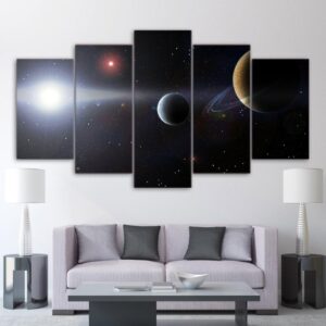 Planet Moon universe 01 - Space 5 Panel Canvas Art Wall Decor
