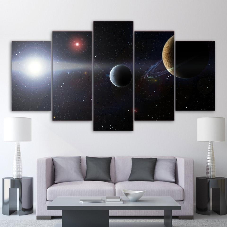 Planet Moon universe 01 - Space 5 Panel Canvas Art Wall Decor Planet Moon universe 01 - Space 5 Panel Canvas Art Wall Decor