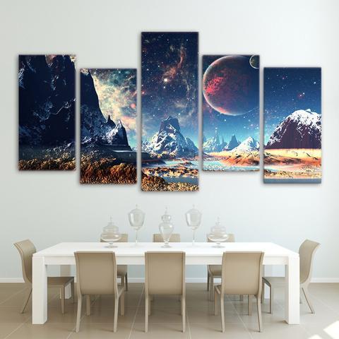 Planet Snow Lake - Naure 5 Panel Canvas Art Wall Decor Planet Snow Lake - Naure 5 Panel Canvas Art Wall Decor