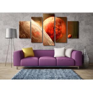 Planet The One - Space Universe 5 Panel Canvas Art Wall Decor