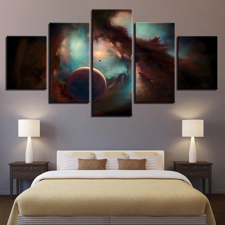 Planets 1 - Space 5 Panel Canvas Art Wall Decor Planets 1 - Space 5 Panel Canvas Art Wall Decor