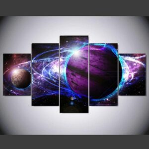 Planets Universe Earth - Space 5 Panel Canvas Art Wall Decor