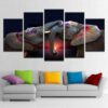 Playful Elephants - Absatract Animal 5 Panel Canvas Art Wall Decor